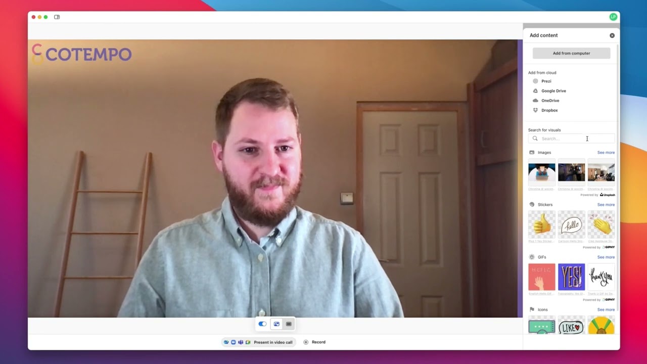 How to use GIF reactions in a meeting with Prezi Video