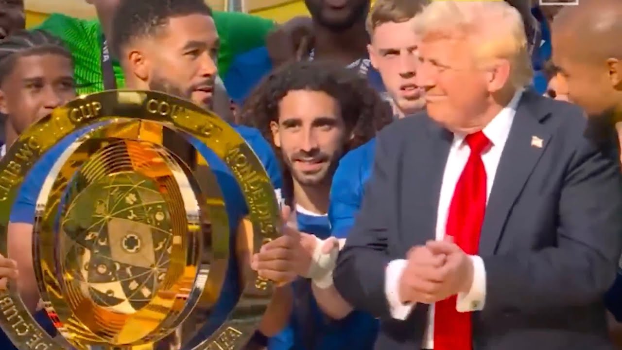 Chelsea Football Club confused as Trump refuses to leave stage after championship win
