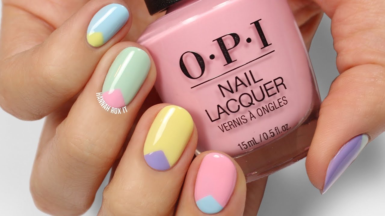 Minimal Geometric Spring Nail Art