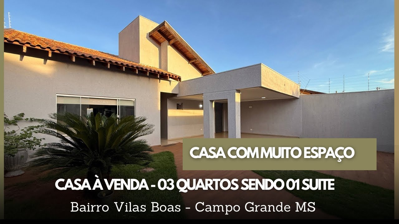 CASA À VENDA 03 QUARTOS SUITE COM MUITO ESPAÇO VILAS BOAS CAMPO GRANDE MS 
