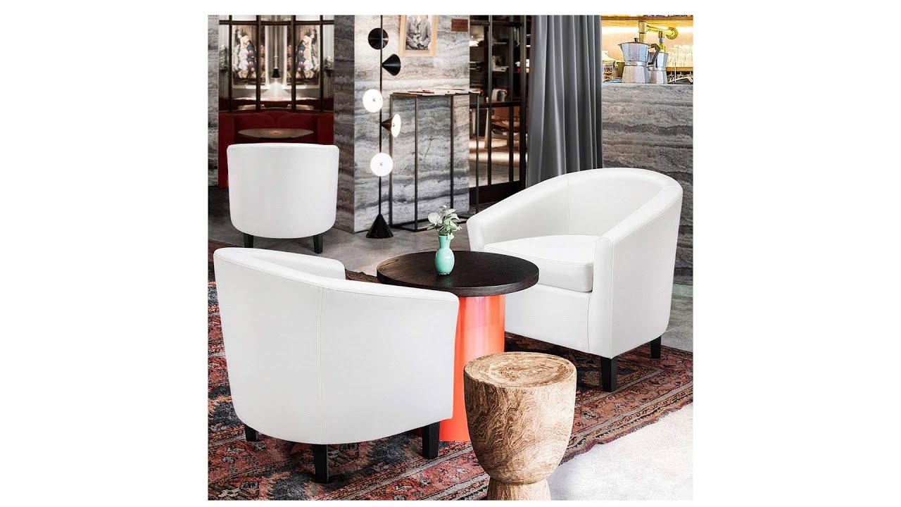 Leather Club Chair Arm Chair for Living Room Bedroom Reception Room White