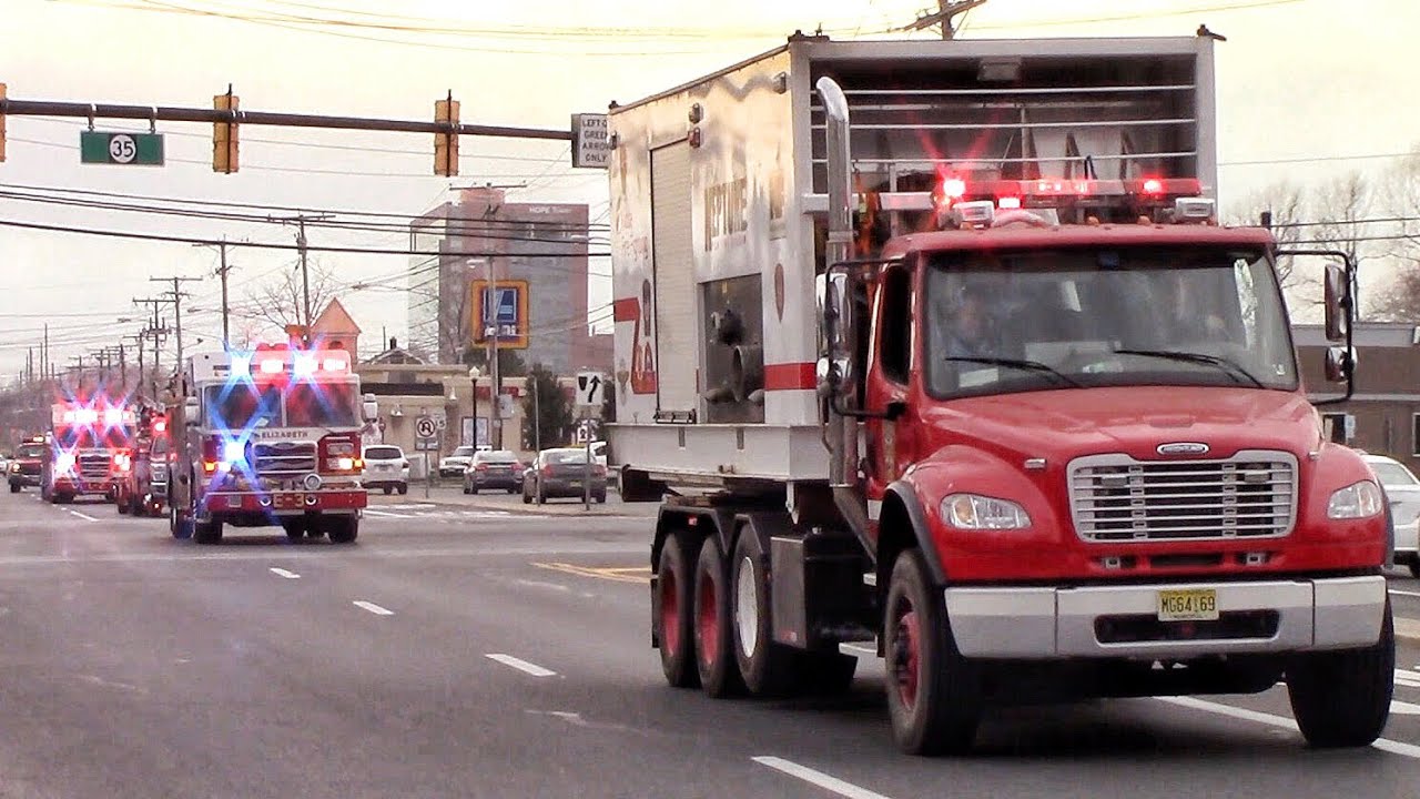 Elizabeth Fire Department Neptune System Iron Man Quick Attack Ladder 2 Engine 3 Responding 4-13-19