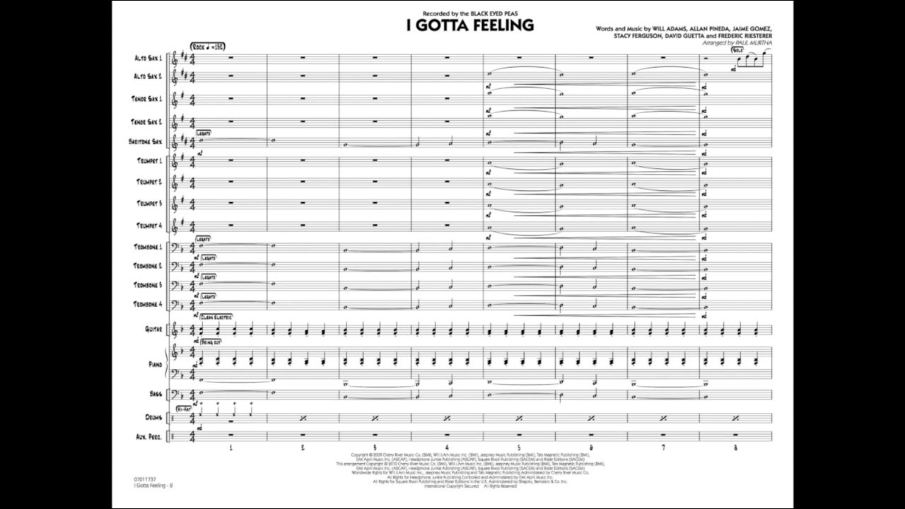 I Gotta Feeling arranged by Paul Murtha