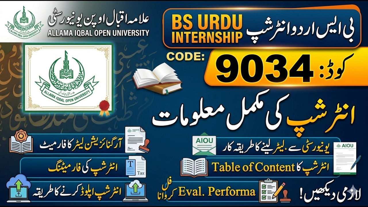 AIOU BS Urdu Internship Code 9034 Complete Guide | Letter Format, Evaluation Performa & Report