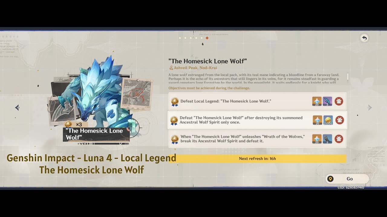 Genshin Impact - Luna 4  - Local Legend - Homesick Lone Wolf