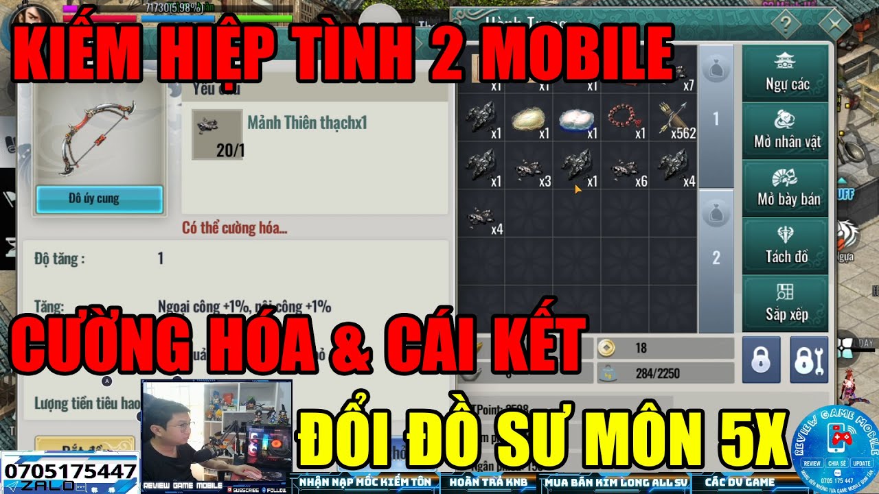 KIẾM HIỆP TÌNH 2 MOBILE -VÕ LÂM 2: ĐỔI ĐỒ SƯ MÔN 5X-CƯỜNG HÓA ĐỒ & CÁI KẾT -QUẢ THỐN TẬN RỐN