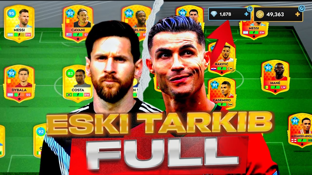 DLS25 ESKI TARKIBNI FULL QILAMIZ.  RONALDO 98. Messi 99 RAMOS 92. DIEGO COSTA 90.. DLS CARD RATING