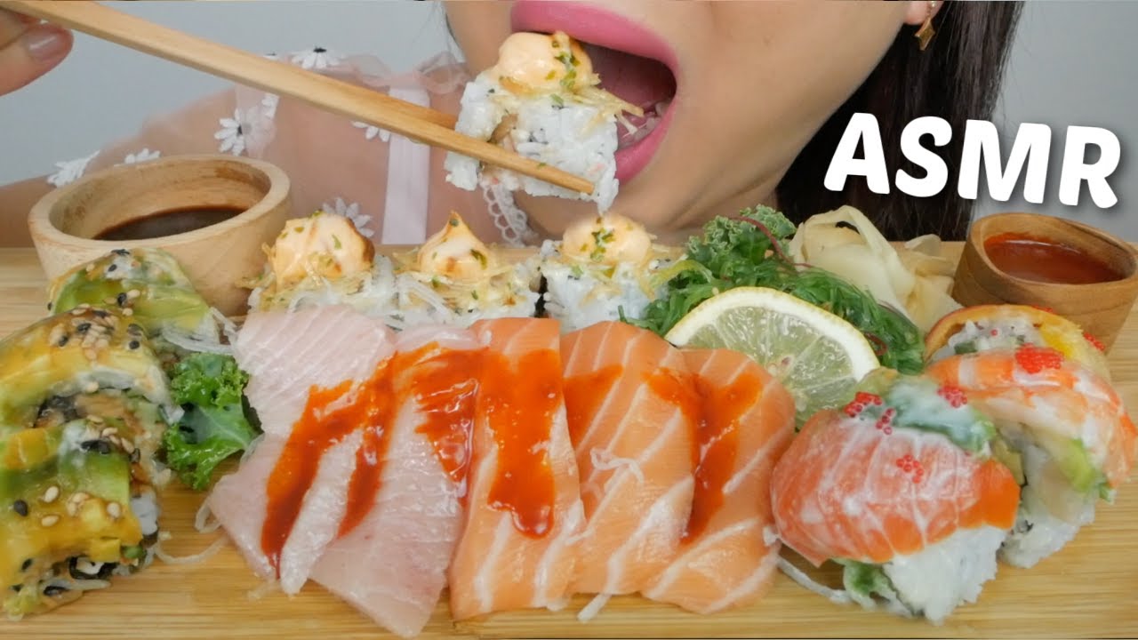 SUSHI ASMR *Toro & Salmon Sashimi with Supreme Roll, Panorama mountain Roll NO TALKING| N.E