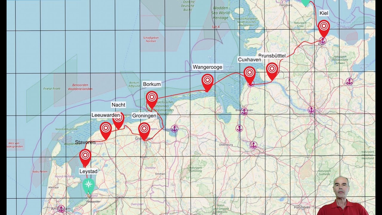 Überführung einer Segelyacht von der Ostsee zum Ijsselmeer. Nord-Ostsee-Kanal. Stand de mast Route,