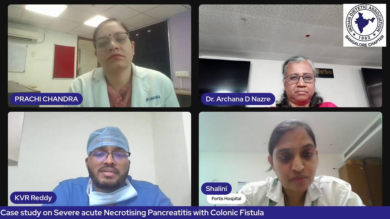 Severe acute necrotising pancreatitis with colonic fistula.