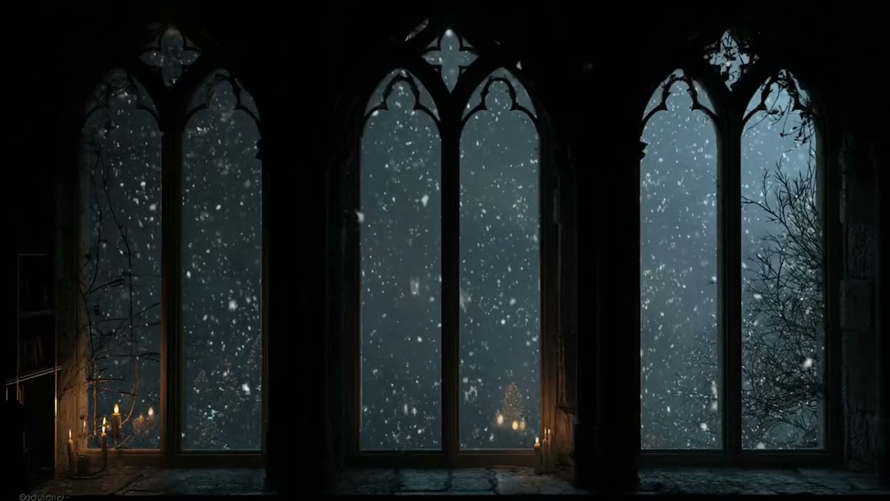 Peaceful Snowstorm Outside the Cabin ❄️ Fireplace Sounds & Cozy Night Ambience