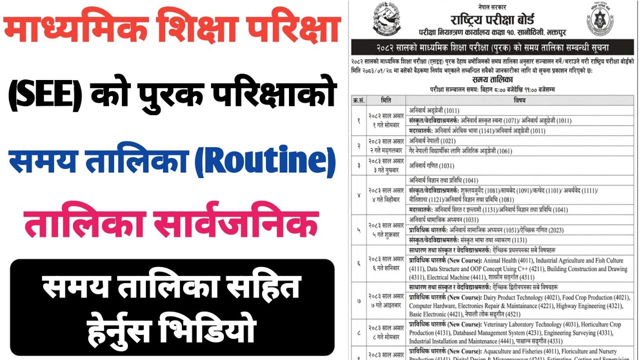 SEE Re-Exam Date 😱 | Re-Exam Routine 2082/83| SEE Routine| Class 10 Re-exam Routine 2082 |