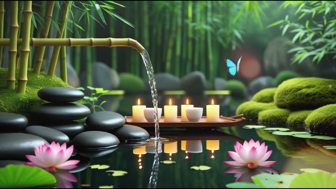 Beautiful Piano Music – Peaceful Relaxing Music with Bamboo Water Sounds for Healing and Mind Rest