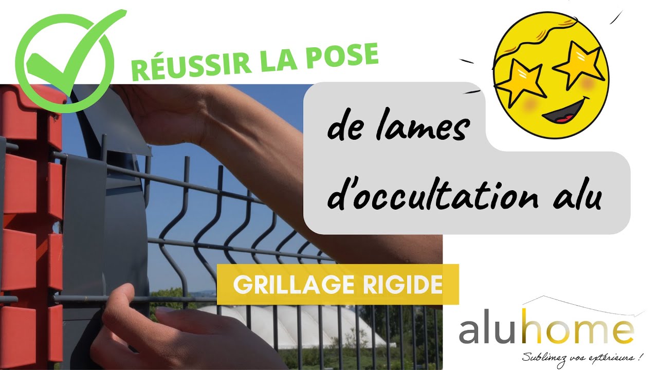 Lames d'occultation - guide de pose aluhome dans grillage rigide - lattes 100% alu et made in France