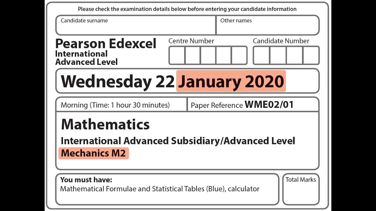 Matematyka Edexcel IAL &ndash; Mechanika M2 &ndash; styczeń 2020