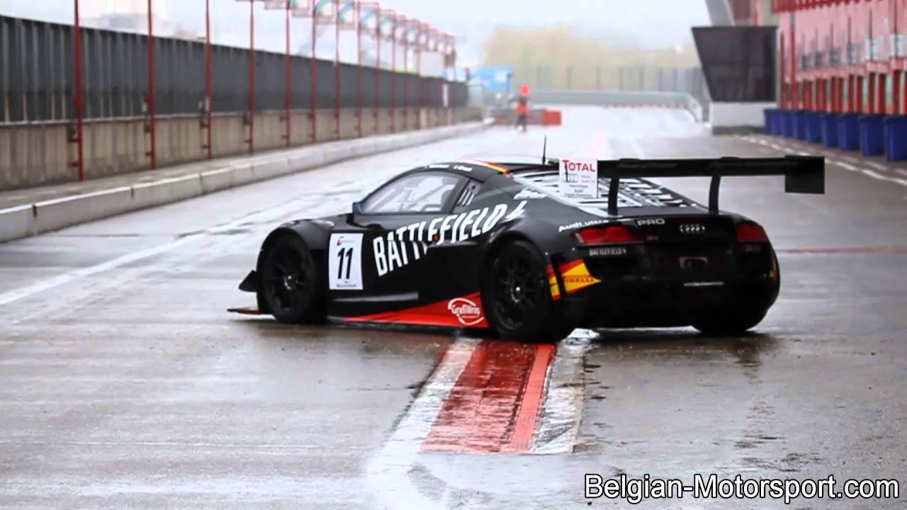 Audi R8 LMS Ultra testing in heavy rain (some powerslides)