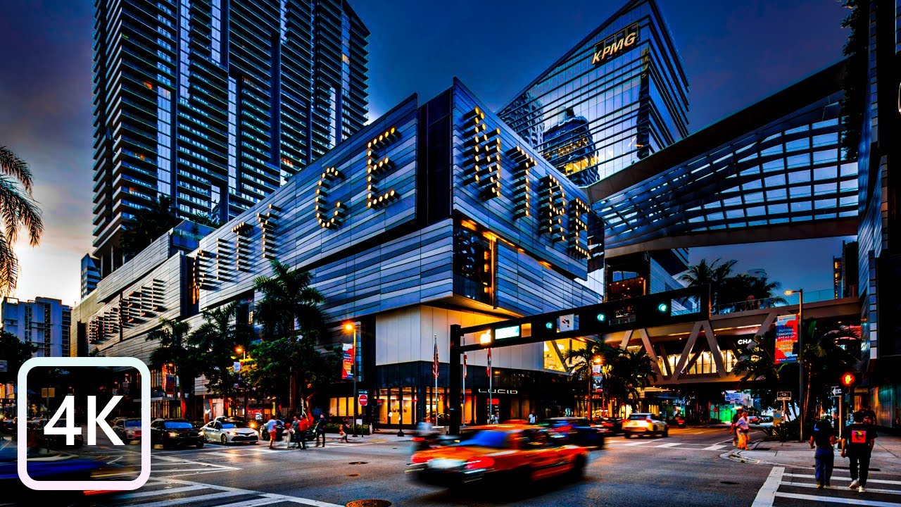 【4K】Night Walk in Downtown Miami | Brickell City Center, Night Miami Ambience