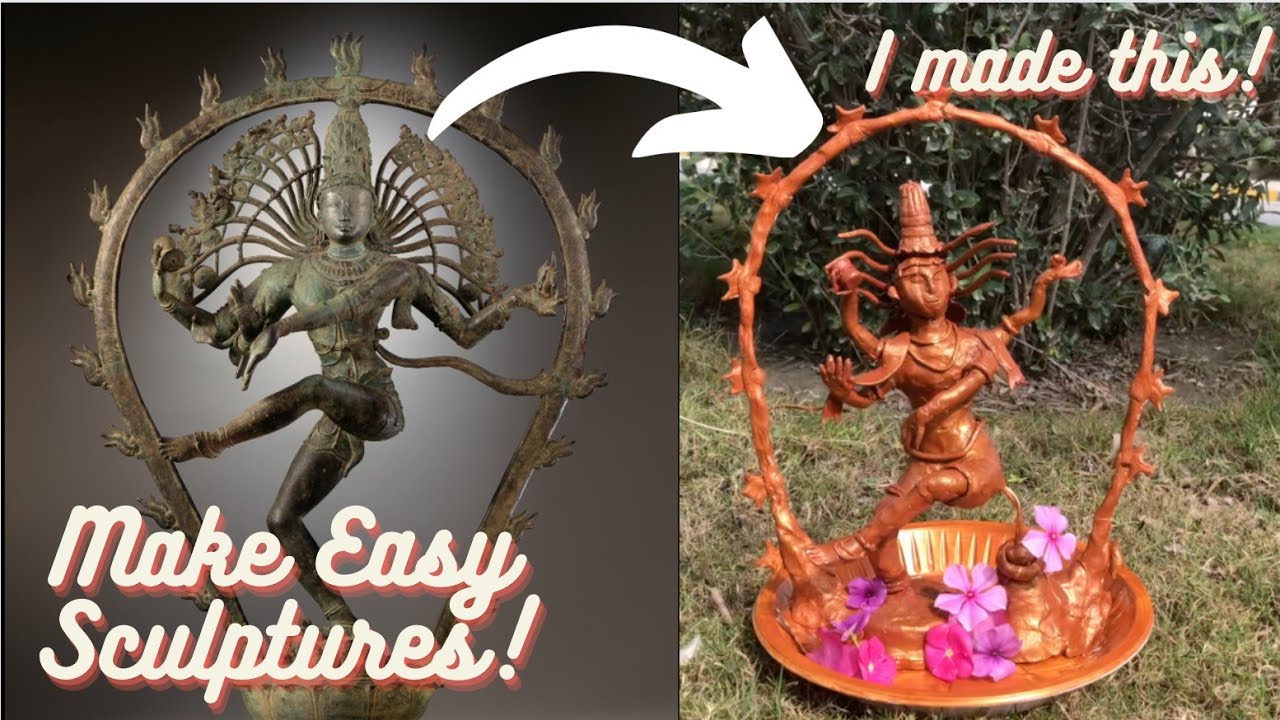 Making The Nataraja Sculpture for School! | Easy air dry clay sculpture tutorial | Anam Sughraa