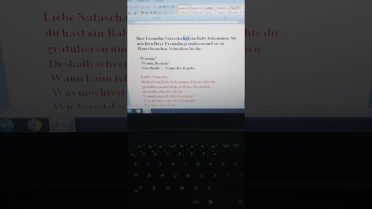 Aile Birleşimi Sınavı/Almanca A1 Sınavı(Goethe Zertifikat)Mektup Örneği 24 #ailebirleşimi