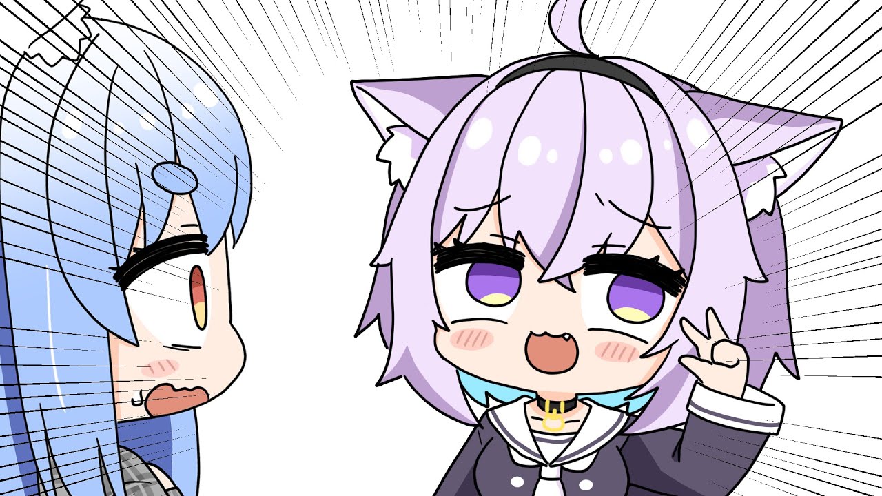 【手描き】ぺこらに変顔をするのが生きがいになっているおかゆ【兎田ぺこら/白銀ノエル/猫又おかゆ/尾丸ポルカ/ホロライブ/切り抜き漫画】
