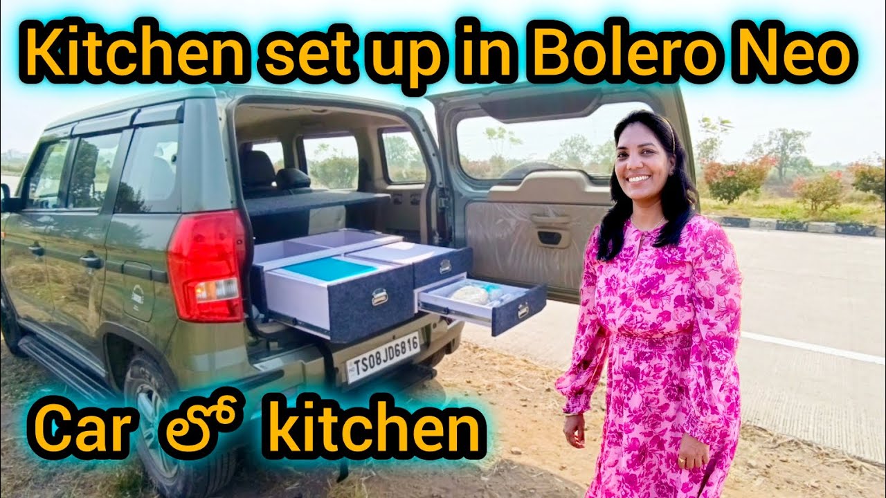 car kitchen setup in telugu | Ultimate Car KITCHEN Setup |Car camping kitchen setup in BOLERO NEO|
