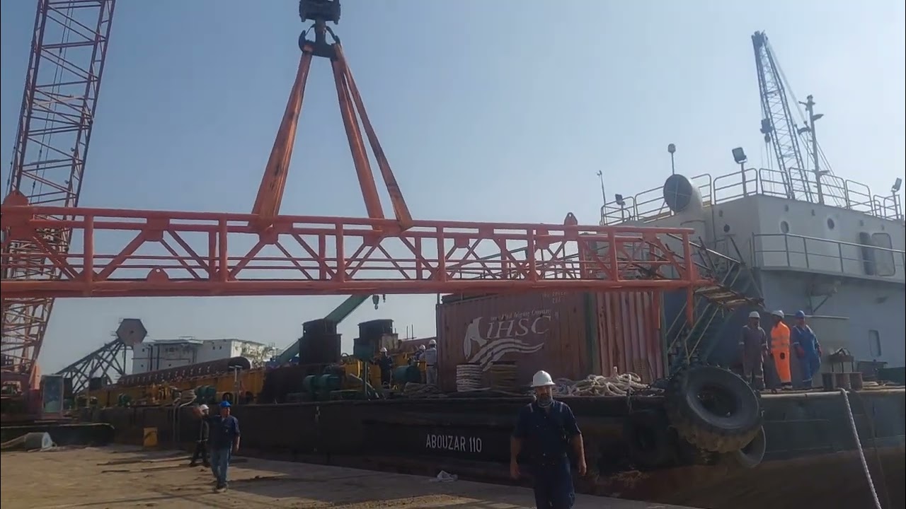 Large-Scale Precision: Moving the Heavy Barge’s Entrance Gangway at the Dock.