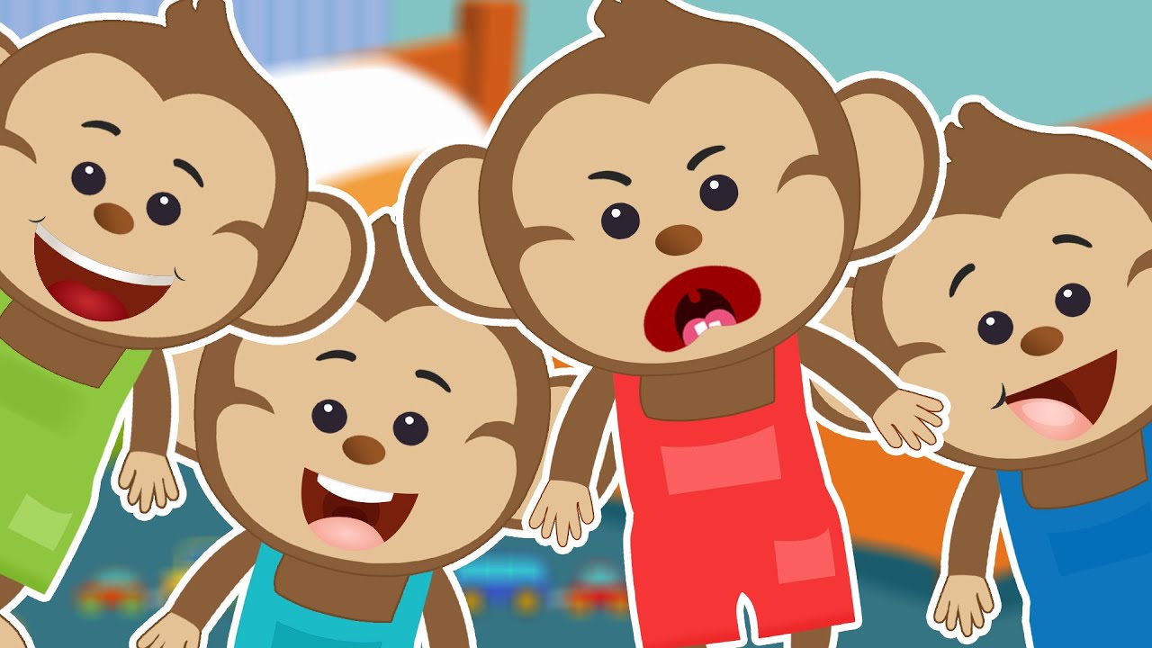 Five Little Monkeys🐵🐒 | 5 Little Monkeys Jumping On The Bed Song | Popular Nursery Rhyme With Lyrics
