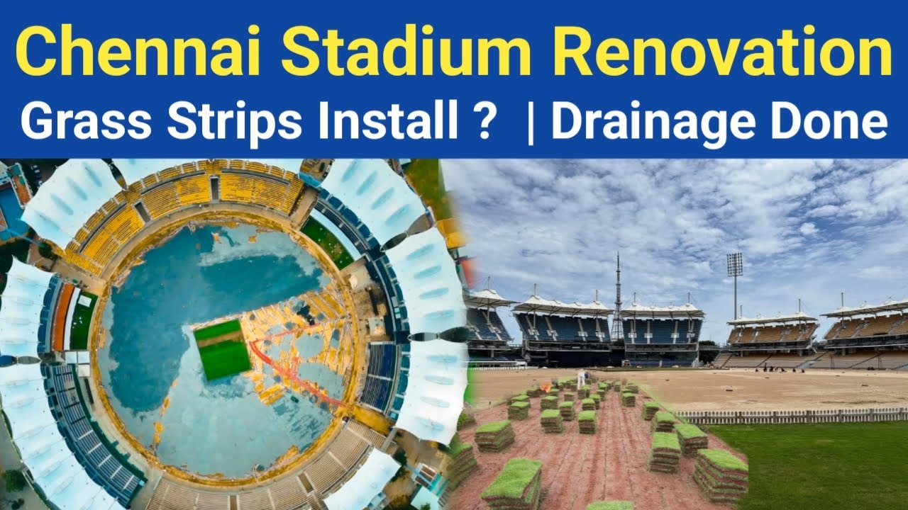 Chepauk Stadium Chennai Renovation | Grass Strips Installation? & Herringbone Drainage System Done