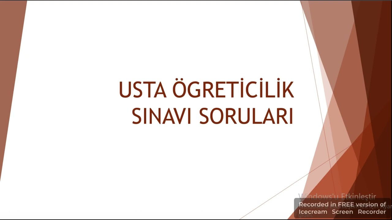 USTA ÖĞRETİCİLİK SINAVI SORU VE CEVAPLARI