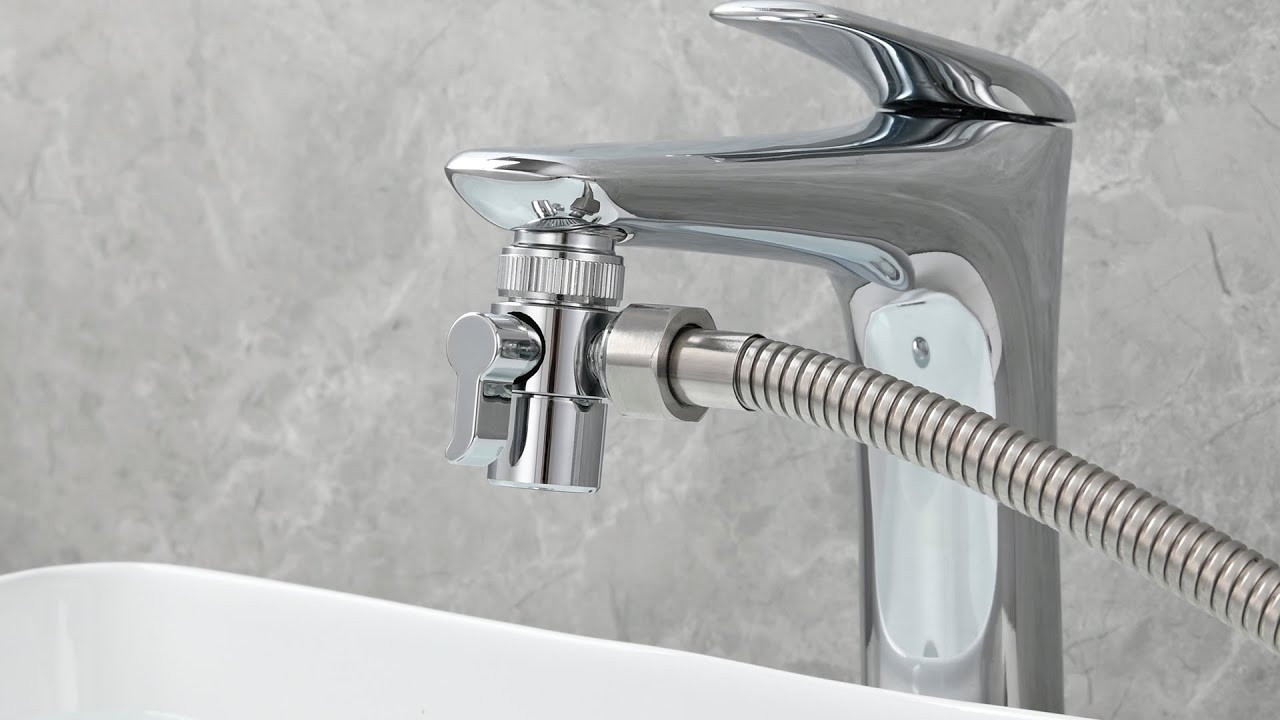 Tecmolog Brass Faucet Diverter 2 Way Sink Diverter Valve with Aerator and Male Threaded Adapter