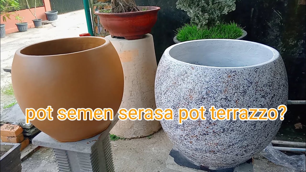 membuat pot semen serasa pot terrazzo