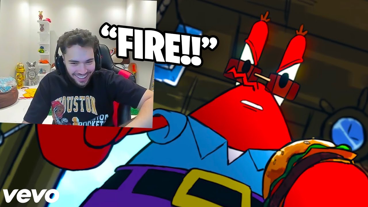 Adin Ross reacts to KRUSTY KREW ANTHEM (BACK ON THE GRILL) - Squidward & Kash Krabs