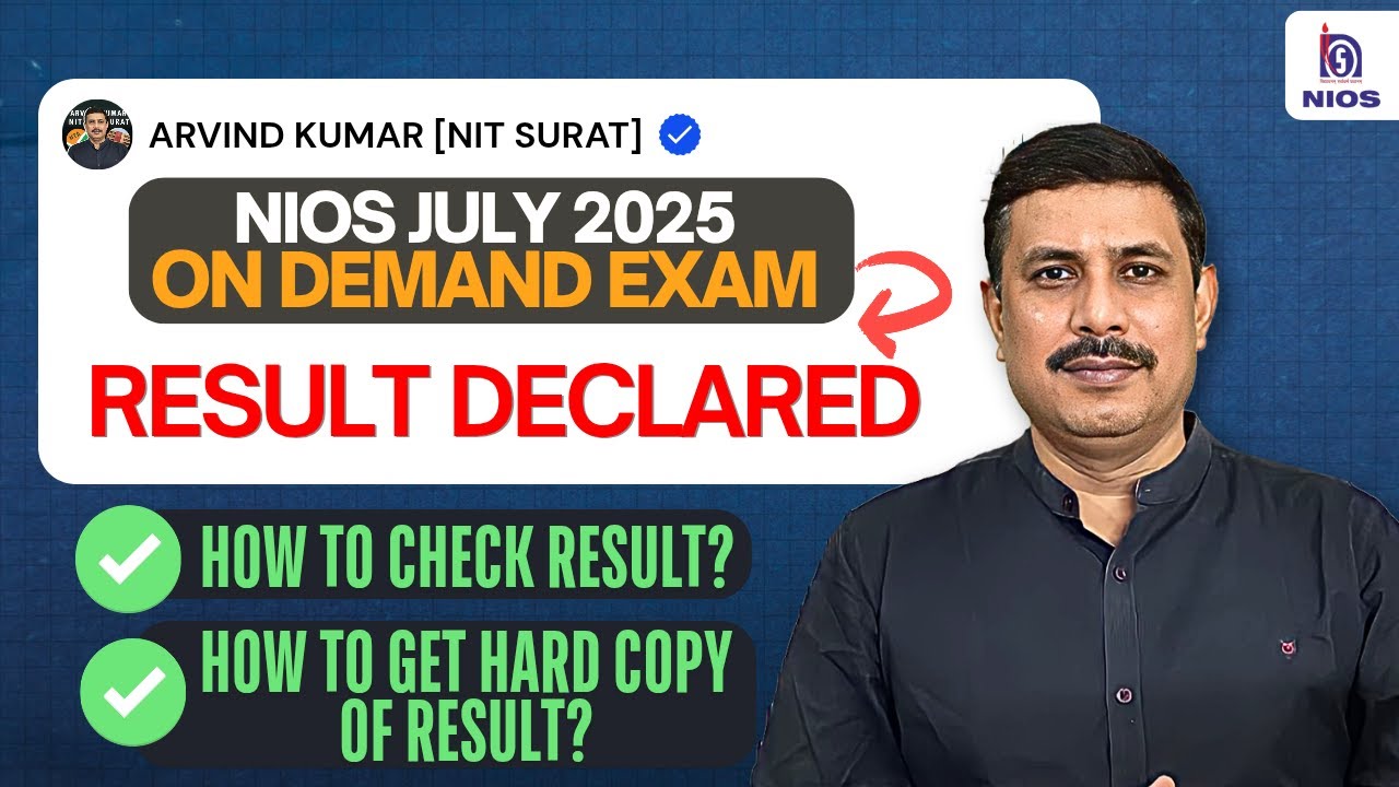 NIOS July 2025 On Demand Result Declared | NIOS Class 12 ODE July 2025 Result