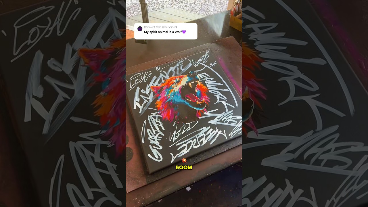 Are you a wolf!? 🐺 #artist #spiritanimal #spraypaint #portrait