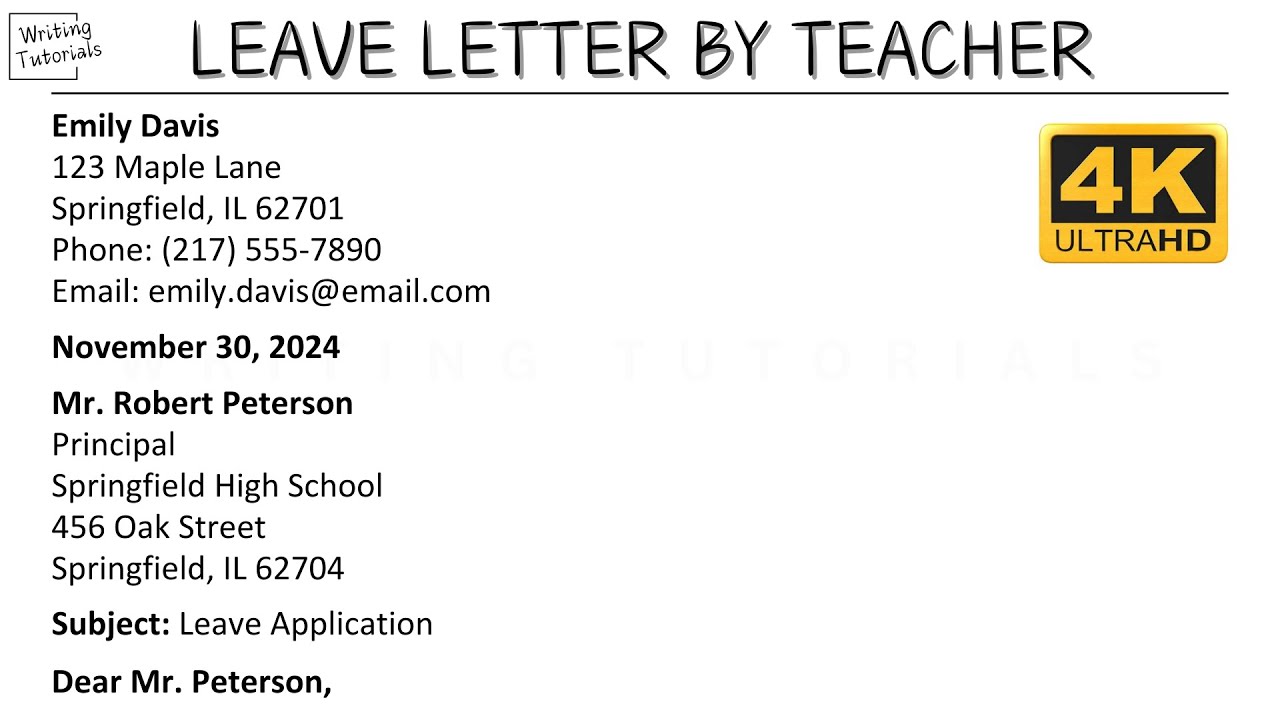 How To Write Leave Letter by Teacher with Sample and Explanation | Writing Tutorials