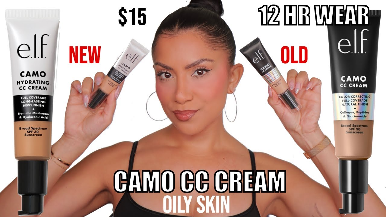 e.l.f. CAMO CC CREAM BATTLE: NEW (hydrating) vs OLD (matte) +12HR WEAR TEST *oily skin* | MagdalineJ