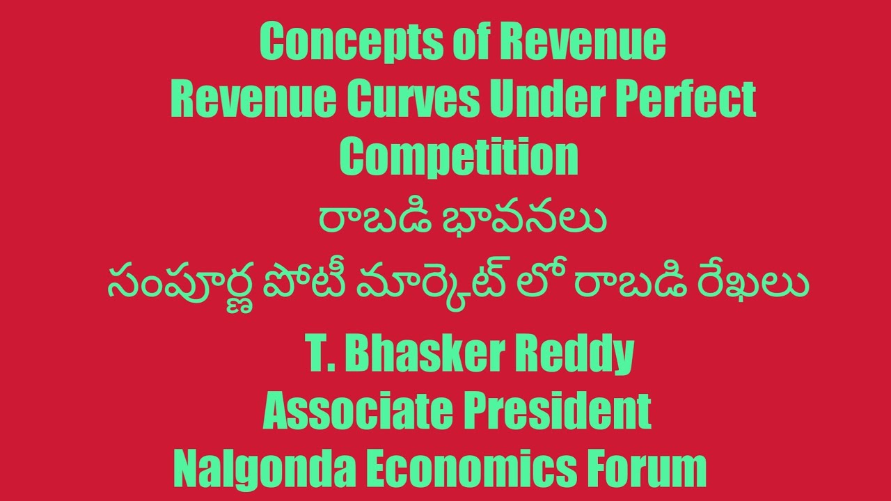 Concept Revenue Curves - Under perfect competition