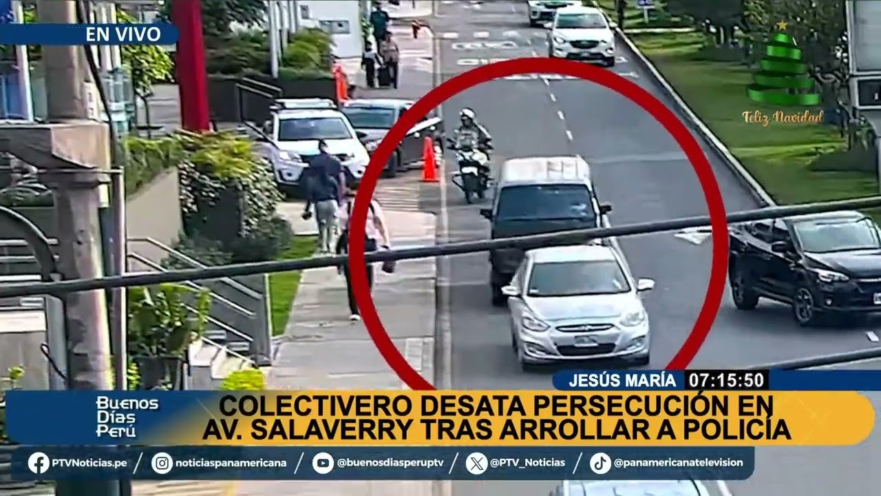 Colectivero desata persecución tras arrollar a un policía en Jesús María