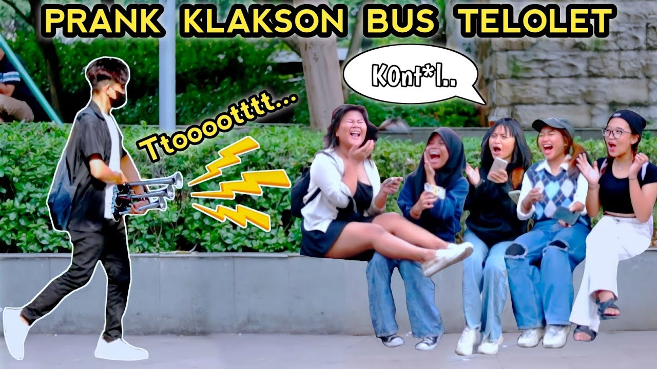KOMPILASI PRANK KLAKSON BUS TELOLET.. AUTO KAGET NGOMONG KASAR..