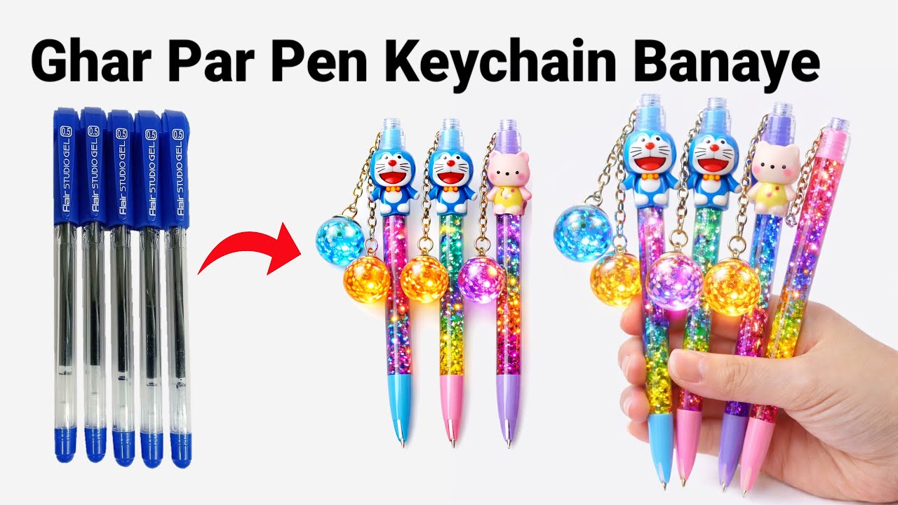 How to make Lava Glitter Lava Pen at home/Homemade Glitter Pen/How to makeglitterpen/PenKeychaindiy