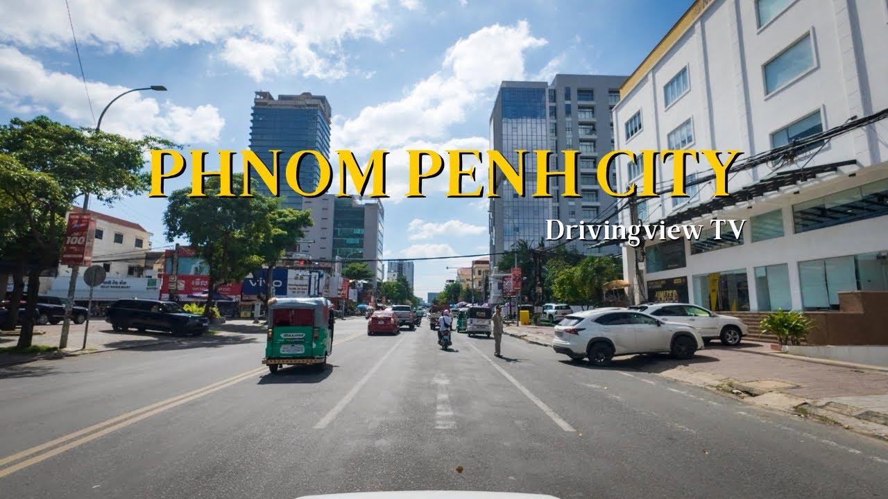 Bright sun Scenic drive from Morodok Techo stadium to Phnom Penh City | 4K