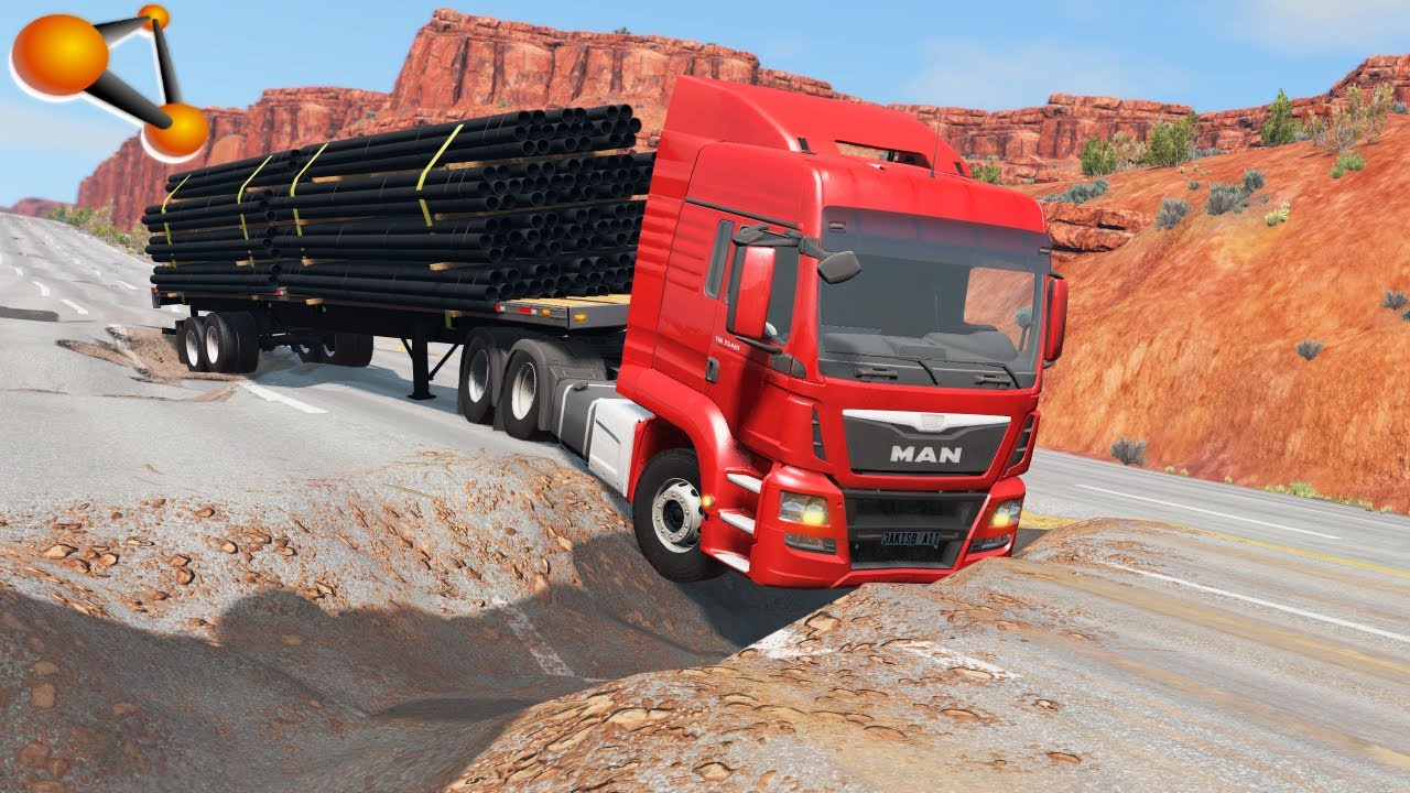 BeamNG.drive - Vehicles Hitting Potholes Compilation