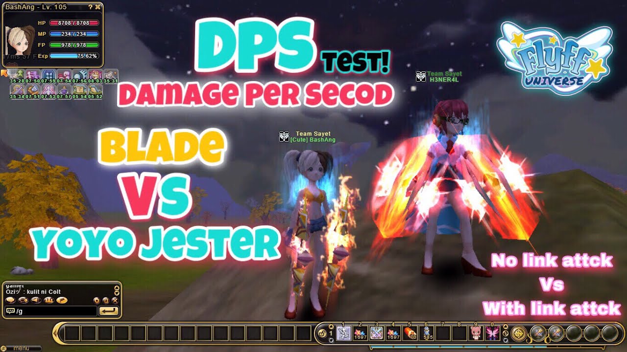 Flyff Universe - Who's Fastest Dps - Damage Per Second - Blade Or Yoyo Jester - Test Training Dummy