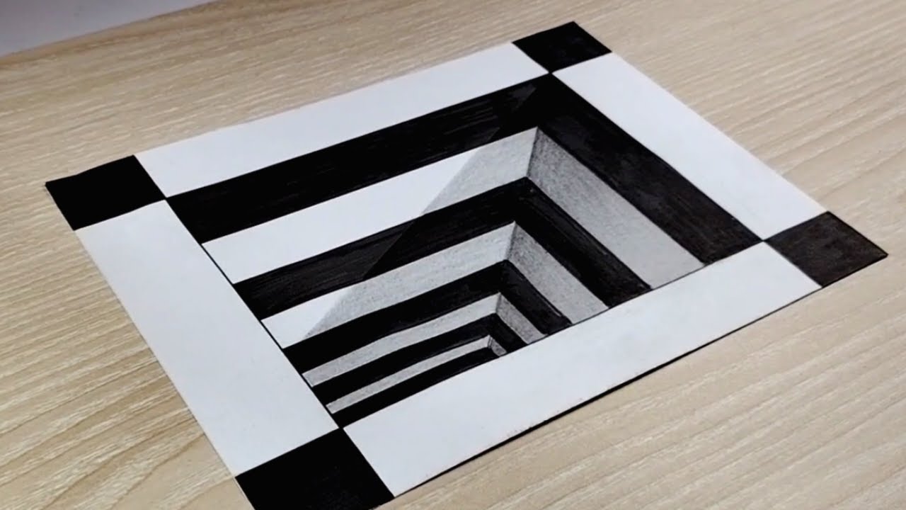 3D Hole Drawing Easy on Paper | How to Draw 3D Hole step by step for beginners 