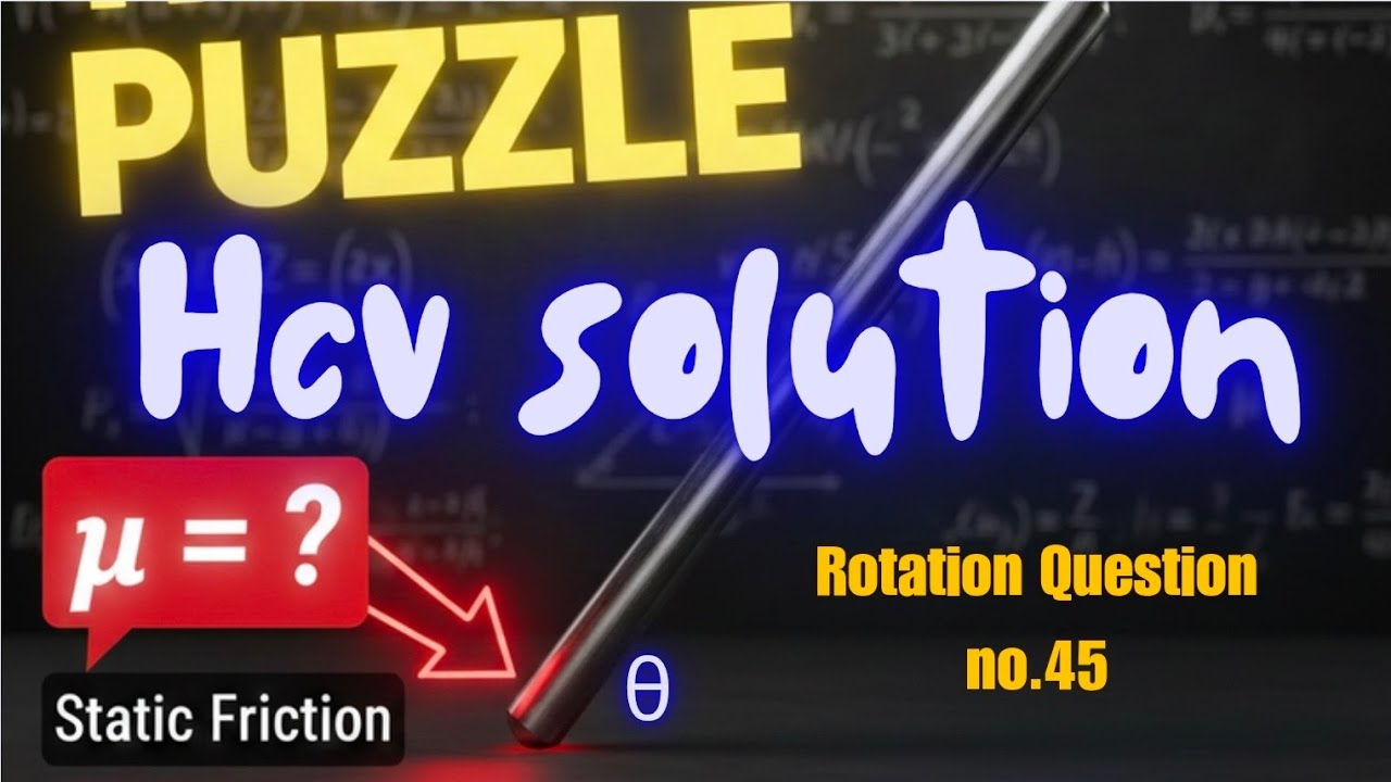 Hcvsolution  rotation question 45|A uniform rod of length L rests against a smooth rolleras shown in