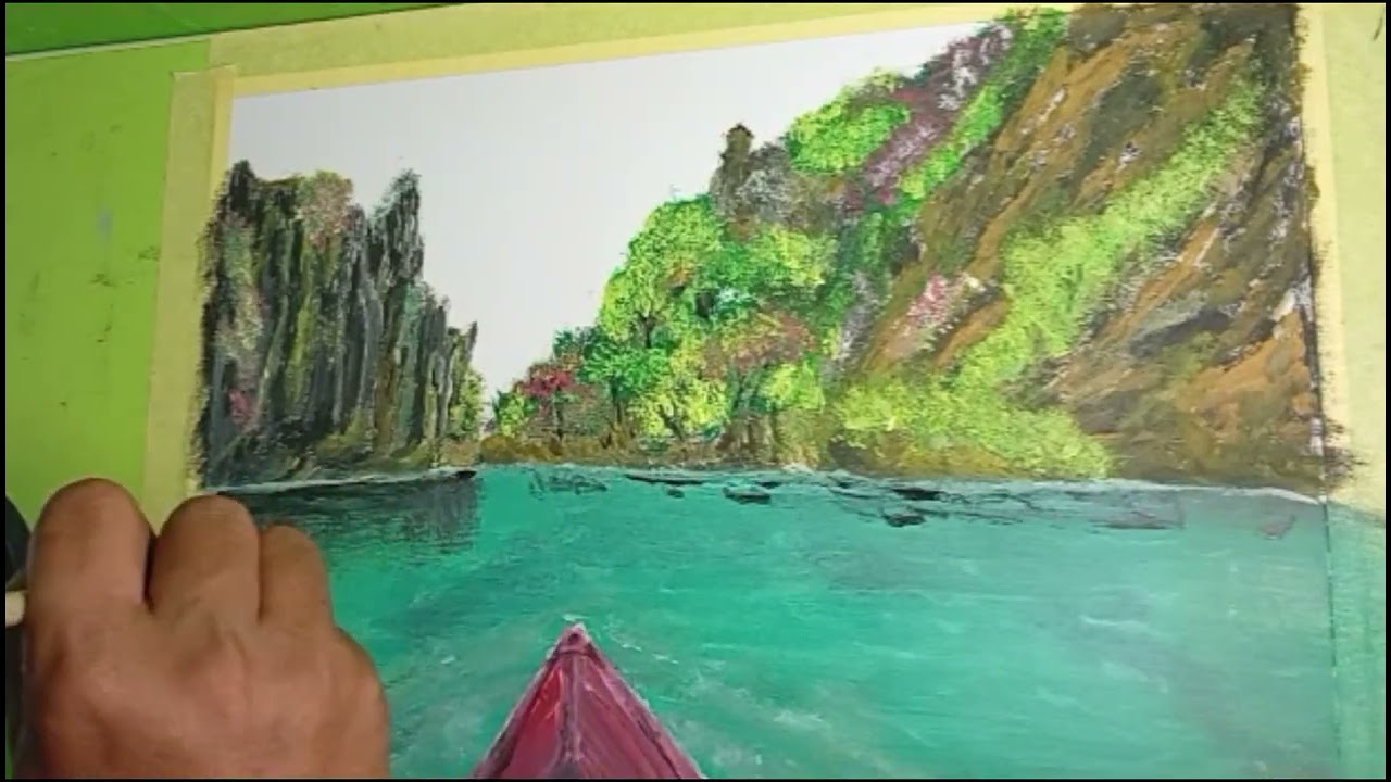 Painting Time-lapse Beautifull landscape oil colours