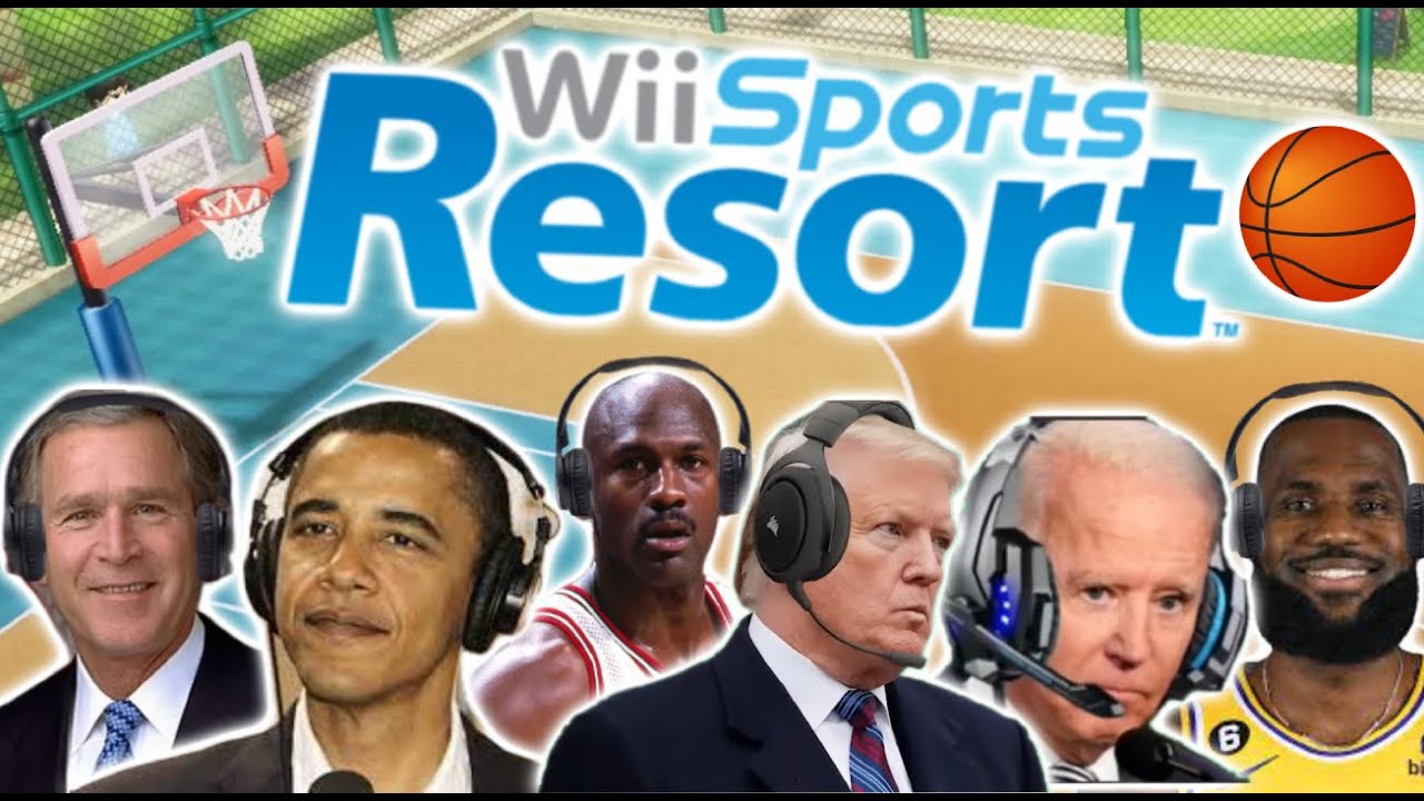 Президенты США играют в баскетбол на Wii Sports. Леброн и Джордан. 3 фута.