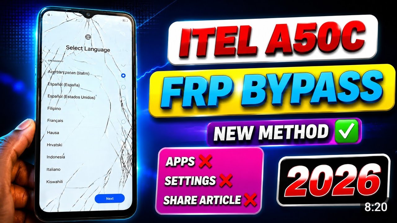 Обход FRP на Itel A50c 2026 🔓 Новый метод без ПК, 100% рабочий