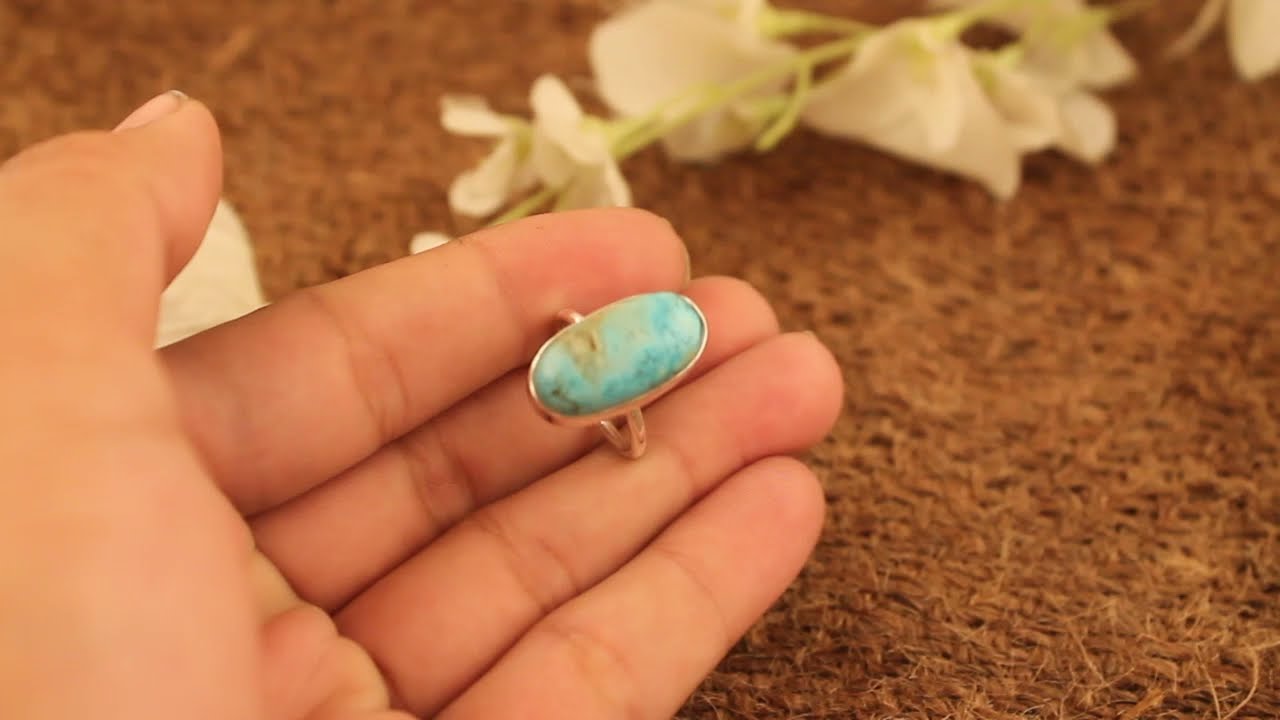 Tibetan Turquoise Oval Gemstone Silver Ring 925 Sterling Solid Silver Ring Boho Handmade Jewelry