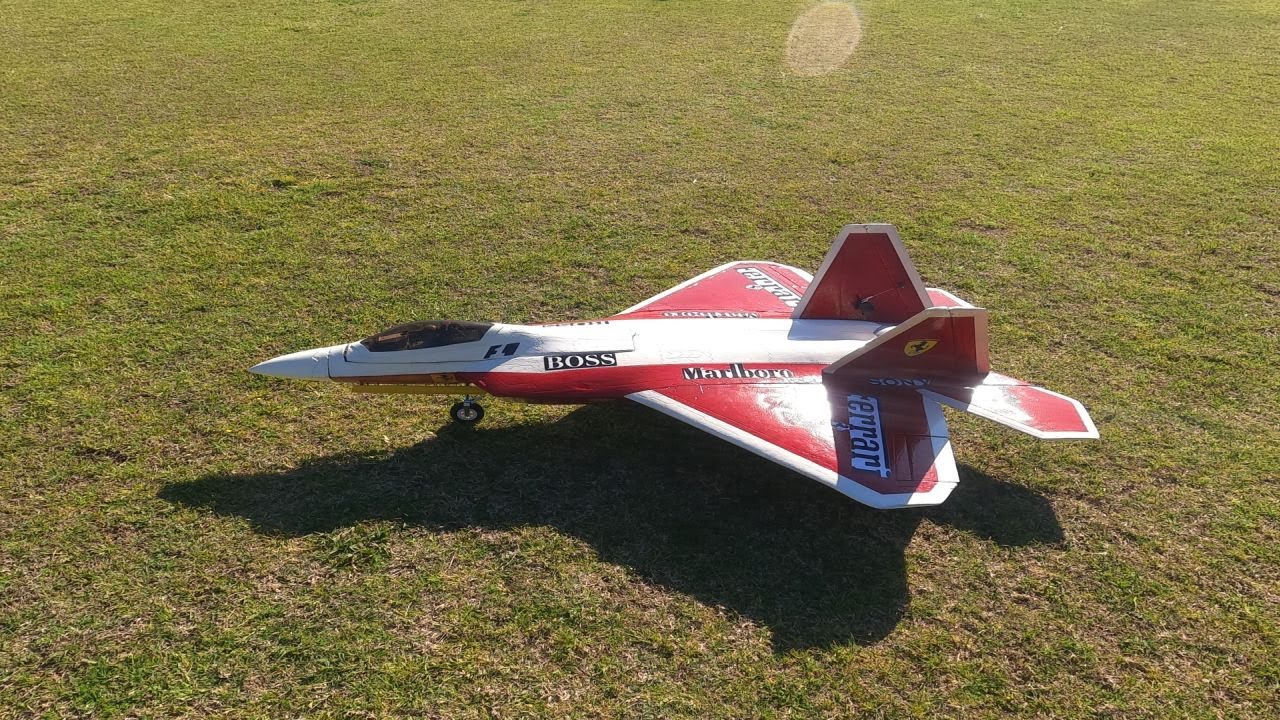 Freewing F22  Ferrari Flight 5 speed test 195 KPH running a FMS 90MM ALLOY SHROUDE 12B EDF 8s